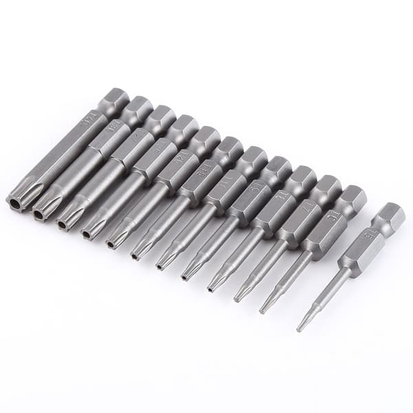 Magnetisk stjerneskruetrækker bits sæt, 12 stk, 1/4 tomme skaft, 50 mm, S2 stål, T5-T40