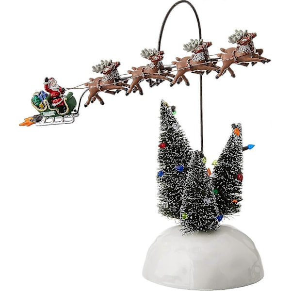 Julsemesterby Animerad Flammande Släde Tillbehör Figurin