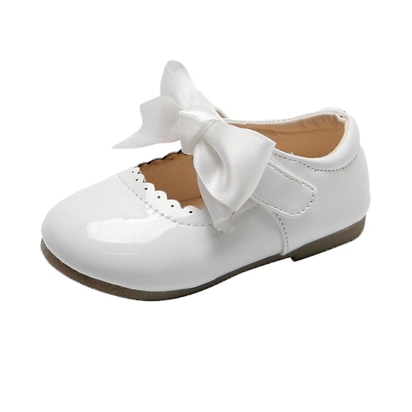 Fashion Bow Hollow Out Non-slip Læder Prinsesse Sko til Småbørn Piger 4-5 År Hvid