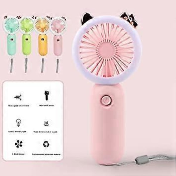 RoseMini kannettava käsituuletin, 500 mAh USB-ladattava, pieni tuuletin paristoilla ja 3 nopeudella matkustamiseen/liikkumiseen/meikkaamiseen