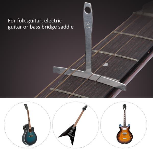 9 stk. Guitar Radius Måler Rustfrit Stål T formet Lineal Gribebræt Måling Luthier Værktøj (Sølv)