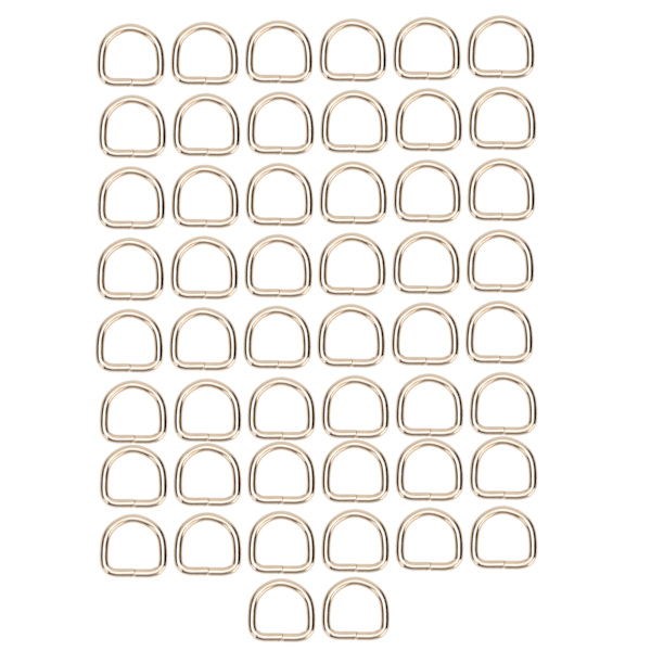 50 stk. D-ringe i premiumjern - robuste, holdbare, farveægte, udsøgte, brede anvendelsesmuligheder - metal D-ringe til tasker, tøj, pung - guld 2x11x11mm