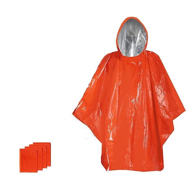 Nødsituation Regnkappe med Mylar Tæppefor - Robust Vandafvisende Campingudstyr