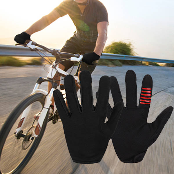 Ridhandskar Unisex Motorcykel Helt Finger Skyddande Andningsbar Handkläder för Pekskärm Svart XL