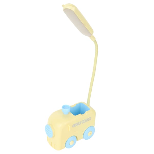 Mini Tog LED Nattbordslampe Øyebeskyttelse Studieleselys USB-lading med Pennholder for Barn Gul