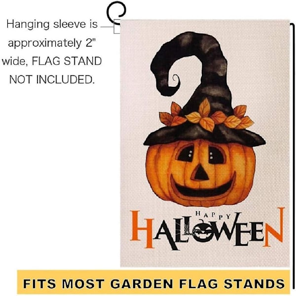 Gysende Græskar Halloween Haveflag - 12,5\" x 18\" Dobbeltsidet Burlap Efterårs Græskar Haveflag