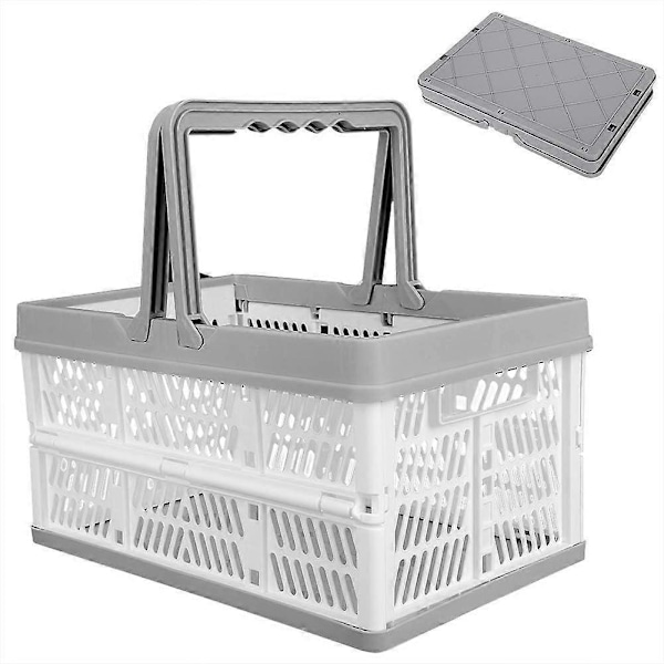 Sammenleggbar plastkurv, oppbevaringskurv med håndtak for camping, reise, shopping
