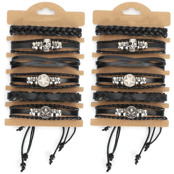 12 stk håndstrikkede armbånd i kuskinn - Unisex flettet mote håndleddsmansjettdekorasjon
