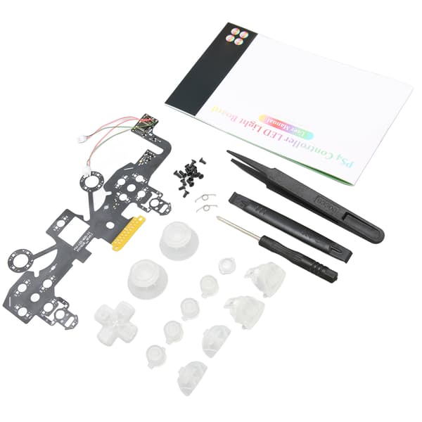 Opplyste D-pad-ansiktsknapper 8 farger 19 moduser DIY-erstatnings-LED-knappsett for PS4-kontroller