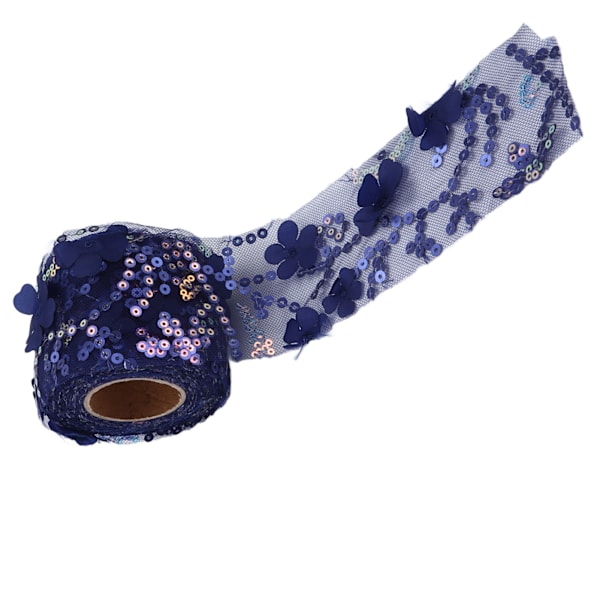 Tulletyg DIY-hantverk Slitstyrka Liten blixt Bärbar Polyester Paljetterad Tulle Rulle 6cm Mörkblå