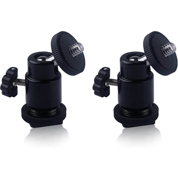 2st Kamera Mini Kulhuvud, 1/4' Blixtskofäste Stativadapter med 360 Graders Rotation