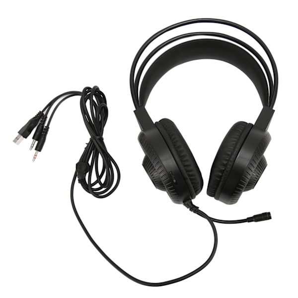 RGB-kabelanslutet spelheadset med mikrofon 3,5 mm-kontakt Deep Bass Surround-spelhörlurar för datorbärbar dator