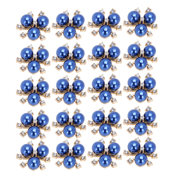 20 st pärlblommor strass DIY kläder manschett brosch mode smycken tillbehör blå