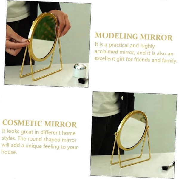 Sminkbordsspegel med Belysning Husdekorationer för Hemmet Flickpresenter Spegel, 21*18*5.5cm, guld