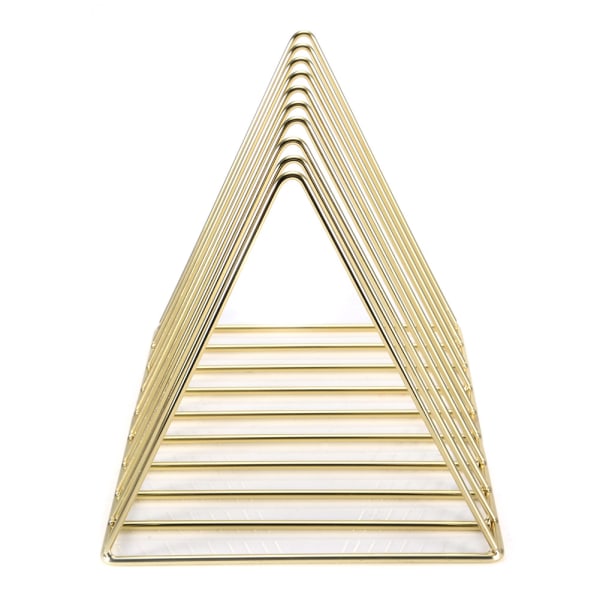 Multifunksjonell Iron Triangle Desktop Bokhylle Bøker Magasiner Rack Holder Gull