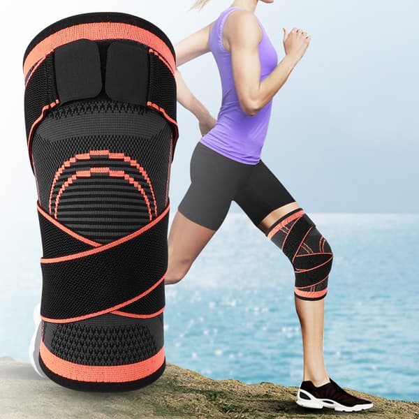 Sport Kompression Knäskydd Stickning Elastisk Stödbandage Halkskydd Skyddsutrustning Knäskydd M