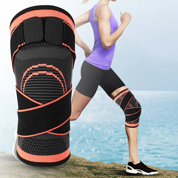 Sportkompression Knäskålstickning Elastiskt stödbandage Antisladd SkyddsutrustningKnäskyddsskydd M