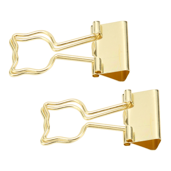 100 stk. Binder Clips Cat Form Metal Jern Hul Kompakt Bærbar Sjove Binder Clips til Dokumenter Klassificering Guld
