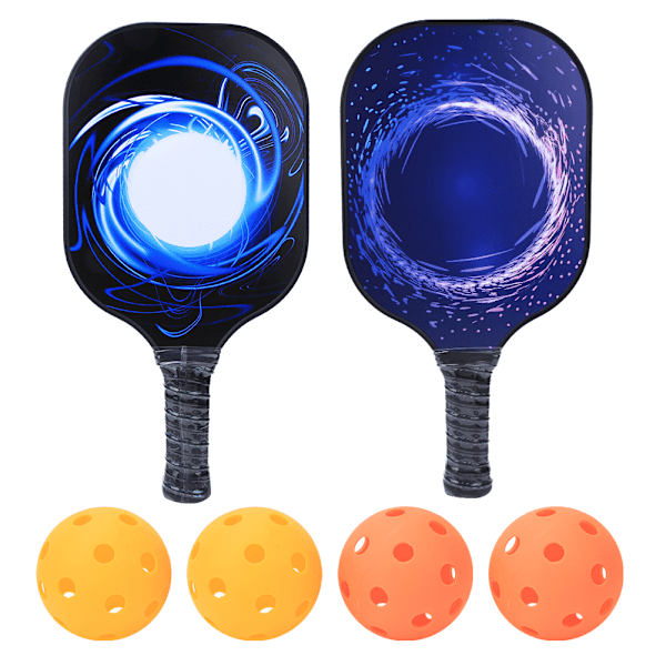 2Pcs Pickleball Paddles Beach Rackets with Carbon Fiber Face and Balls for Outdoor Sports