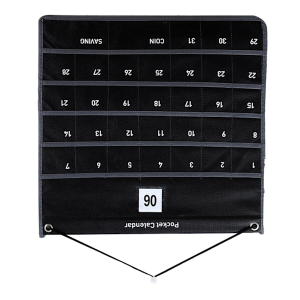 Väggmonterad fickkalender i non-woven-tyg, månadskalender, förvaringsväska för sovrum, vardagsrum, kontor, 44 x 42 cm, svart