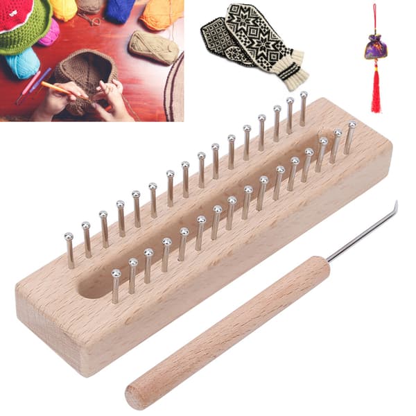 Rektangulär stickram handträvävmaskin barnvävleksak med armbågsvirkkrok