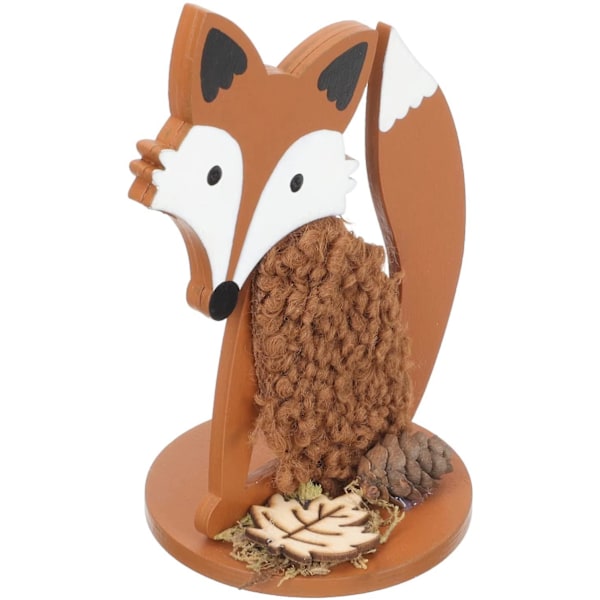 Efterårshøst Rævefigur Statue Plys Ræveskulptur Træ Woodland Dyr Dekor Ornamenter Træskilt Plade