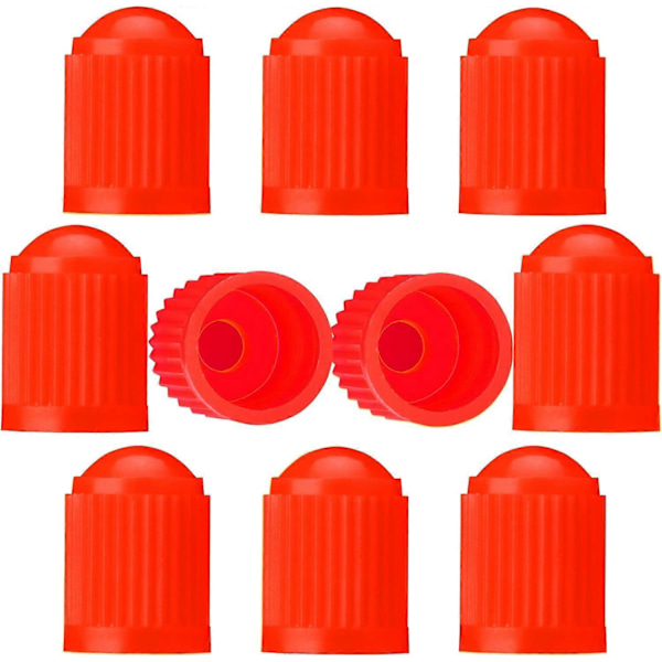 10 st Däckventilkåpor, med O-ring, Universella dammskydd för SUV, Bilar, Cyklar, Motorcyklar, Lufttät Försegling, (10-pack Röd)