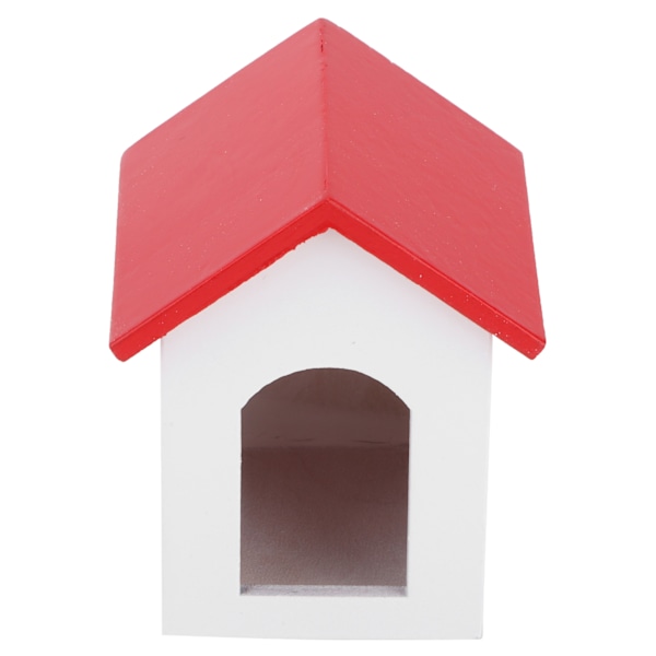1:12 Dockhus Trähundhus Simulerad Miniatyr Kennelmodell Lekleksakstillbehör Rött Tak Vit Vägg Kennel