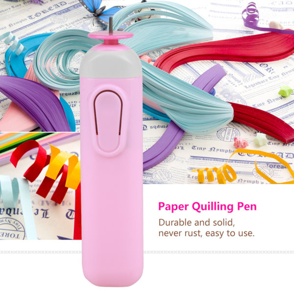 Gør-det-selv elektrisk quillingværktøj - Stål Curling Pen til papirhåndværk og Origami-oprulning Pink
