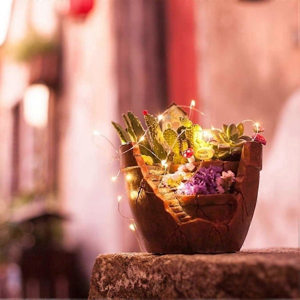 Kreative Planter Urtepotte Blomst Kunstig Diy Madplanter Dekoreret Med Hængende Mini Eventyrhave