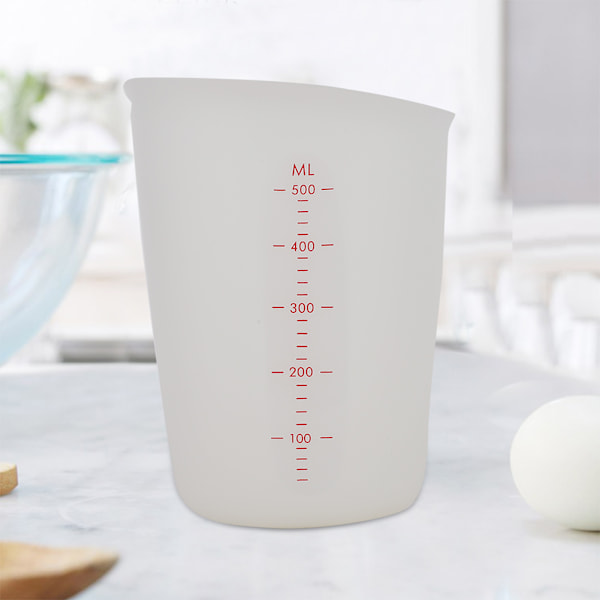 Transparent mjuk silikonmätkopp synlig halvgenomskinlig mjölkkopp (500 ml)