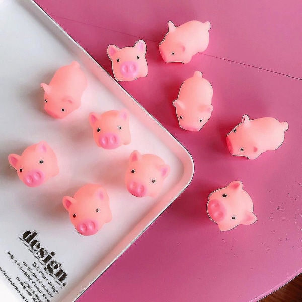 10 stk Pink Pig Squishy Toys - Stress Relief for Kids