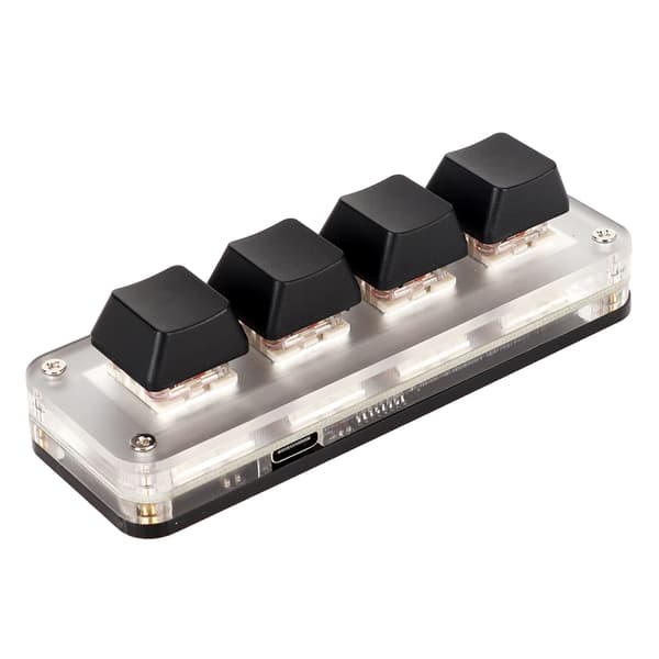 Rød Switch Makro Tastatur Plug and Play Ergonomisk Tilpassede Knapper USB Mini Tastatur til Desktop PC 4 Taster