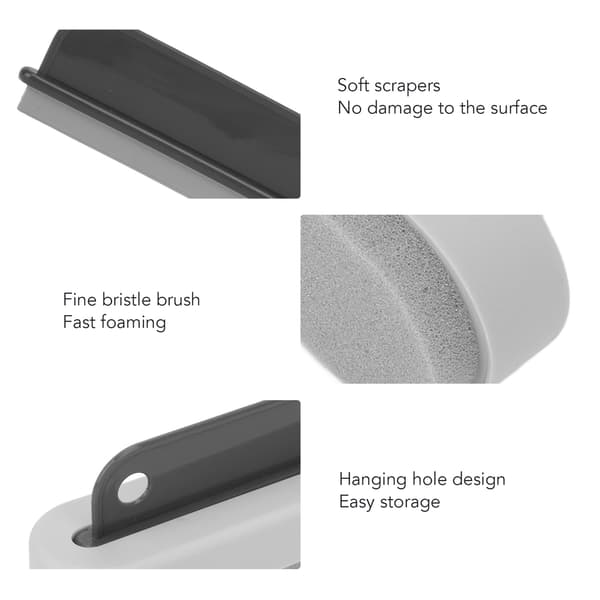 Squeegee Rengøringsbørstesæt 2 i 1 Multifunktionel Glas Squeegee Rengøringsbørste til Vask af Bord Badekar Spejl Grå