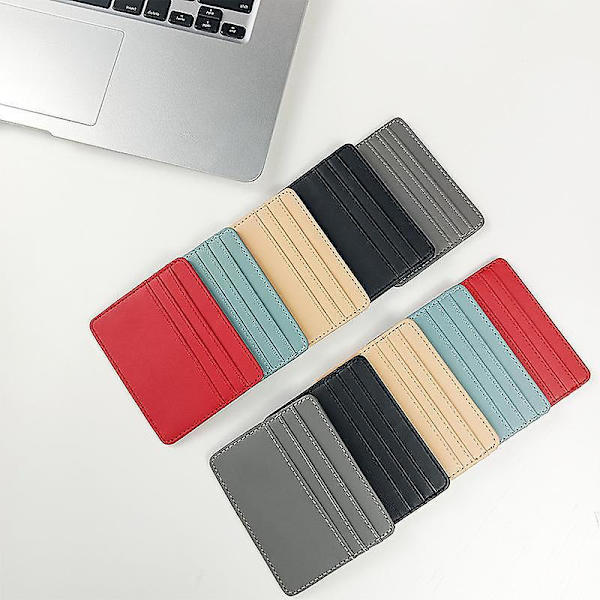 Minimalistisk Lærveske For Menn Og Kvinner Lommebok Kort Holder Fem Farger 3.9x3.1 Tommer