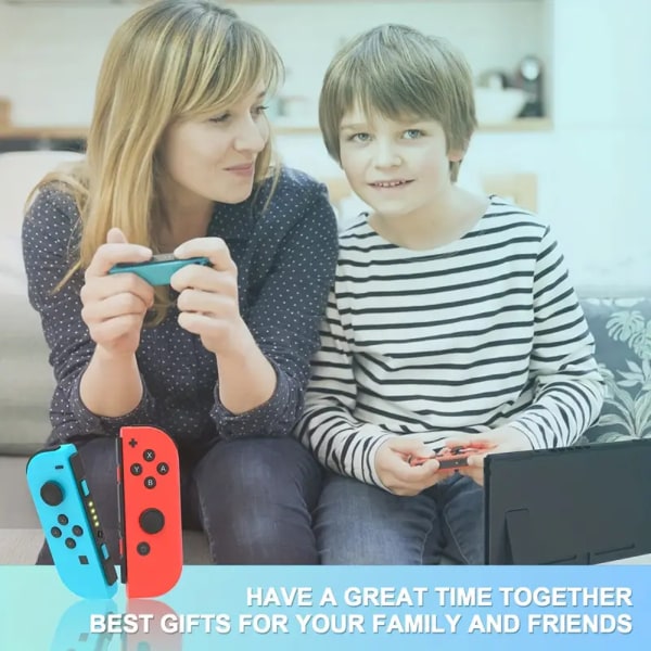 Joycon trådløs controller erstatter Nintendo Switch, understøtter wake-up funktion, venstre og højre fjernbetjeninger med håndledsstropper-A red+blue