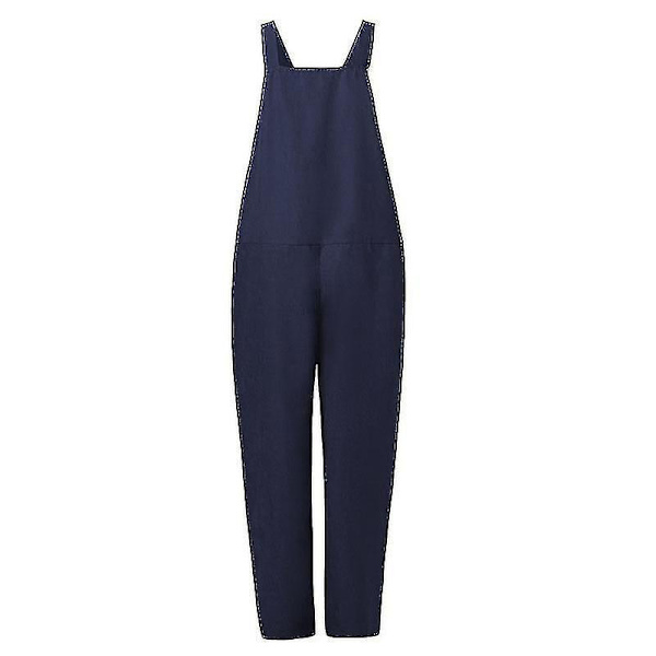 Afkæmpelige Blå Bomuld Linned Overalls til Kvinder Sommerbukser 4XL
