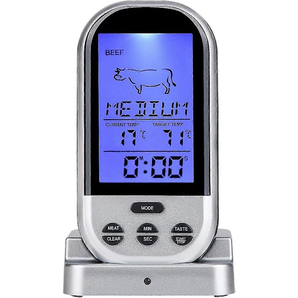 Trådlös Kötttermometer, Fjärrstyrd Kötttermometer Digital Matlagningstermometer för Matlagning, Grillning