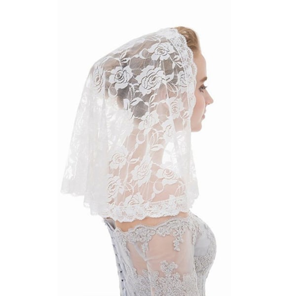 Kort brude slør blonder enkelt lag elegant høy kvalitet bryllup brude slør for kirker bryllup dåp hvit