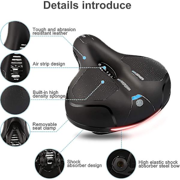 Bekväm Gelskumfylld Cykelsadel med Dubbelfjäderdesign