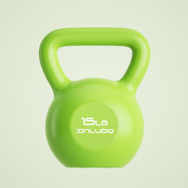 Kettlebell-vekter styrketrening bredt håndtak Kettlebell med håndleddsbeskytter for håndleddsbeskyttelse for menn kvinner 15lb / 6,8kg grønn
