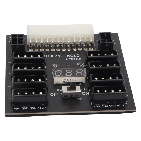 ATX PSU Power Board 5V 12V lähtö 24Pin - 8X 4Pin Plus 2X Voltage Indicator ATX Server Power Board for CHIA Mining