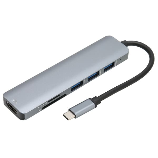 USB C HUB 6 i 1 4K vid 30HZ 5Gbps överföring High Definition Multimedia Interface-adapter för hemmakontor