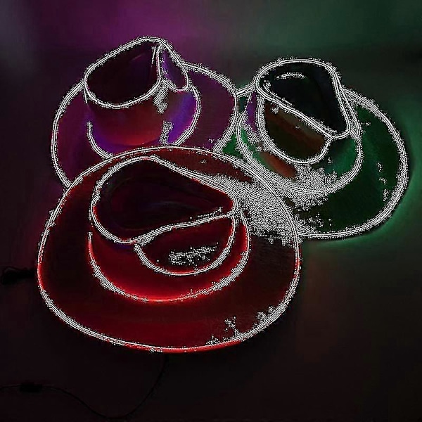 Disco Lysende Led Brud Cowgirl Hat Glødende Lys Bar Kasket Polterabend Festartikler Blinkende Neon Western Cowboy Hat Sort