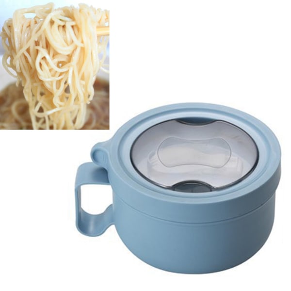 Isoleret skål lækagesikker 304 rustfrit stål indvendig termisk suppe skål med håndtag til nudel Bento 850ml blå