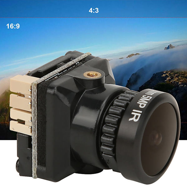 FPV-kamera i høj opløsning 1080P 2,3 mm objektiv OSD til FPV Quadcopter Drone Sort