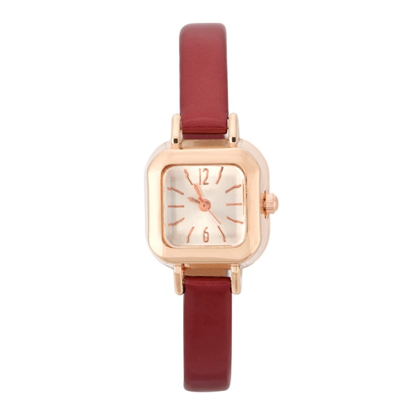 Moderiktigt kvinnligt watch i kvarts analogt PU-armbandsur (röd)