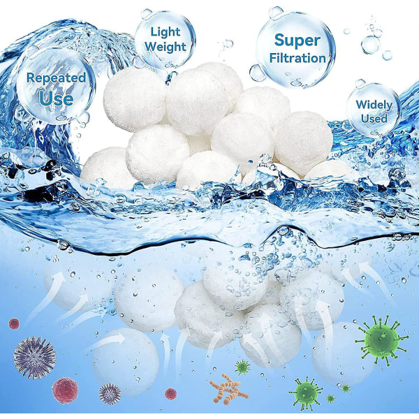 Vaskbare bassengfilterkuler 700g - 5cm Resirkulerbare filtreringsmedier for sandfiltre