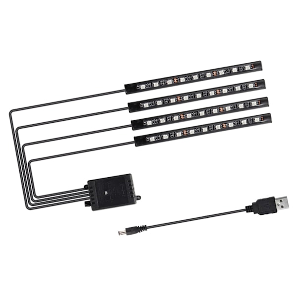 Universal LED interiørbil lysstripe fjernkontroll 36 perler dekorative bil gulvlysstripe USB 5V