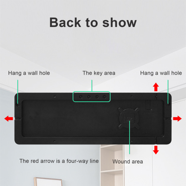 Stor skärm Funktion Display Klocka Vardagsrum Vägghängande klocka LED Display Fjärrkontrollklocka